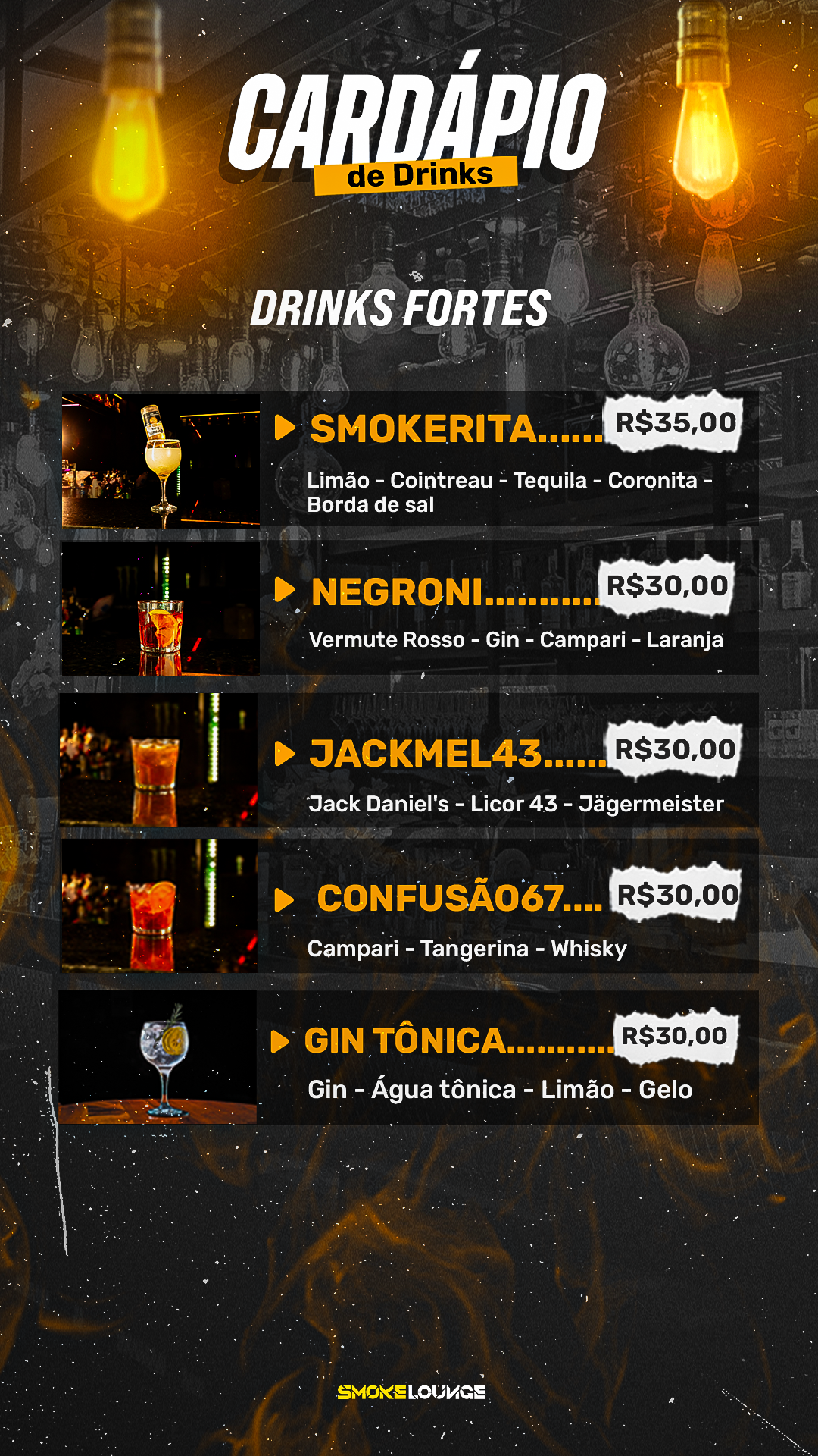 Cardápio de Drinks Smoke Lounge - Página 01